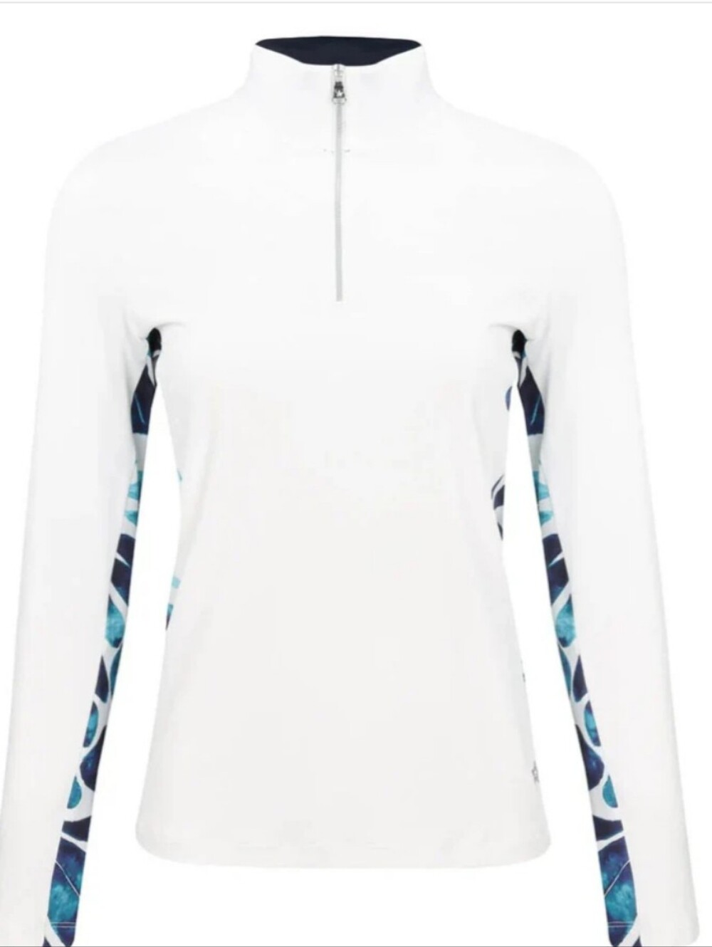 Lohla Sport White Desiree Long Sleeve Zip Mock Golf Top